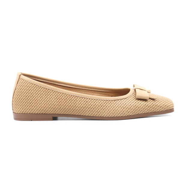 Women's sorrento cappuccino woven leather ballet flat by Ateliers