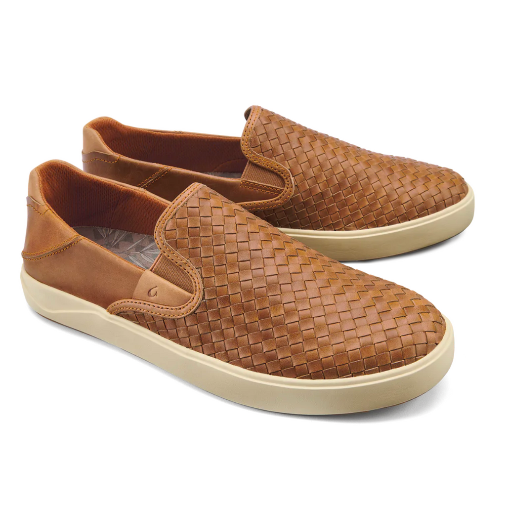 Men's lae'ahi lauhala fox slip on leather shoe by Olukai