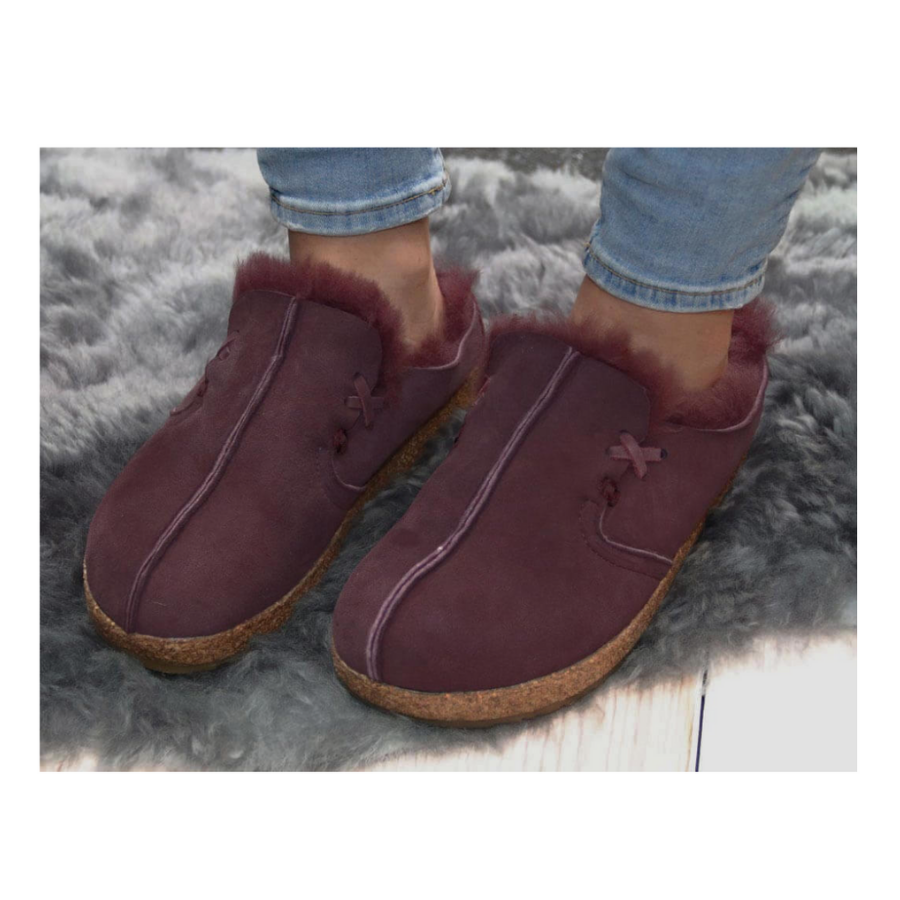 womens mauve suede clog