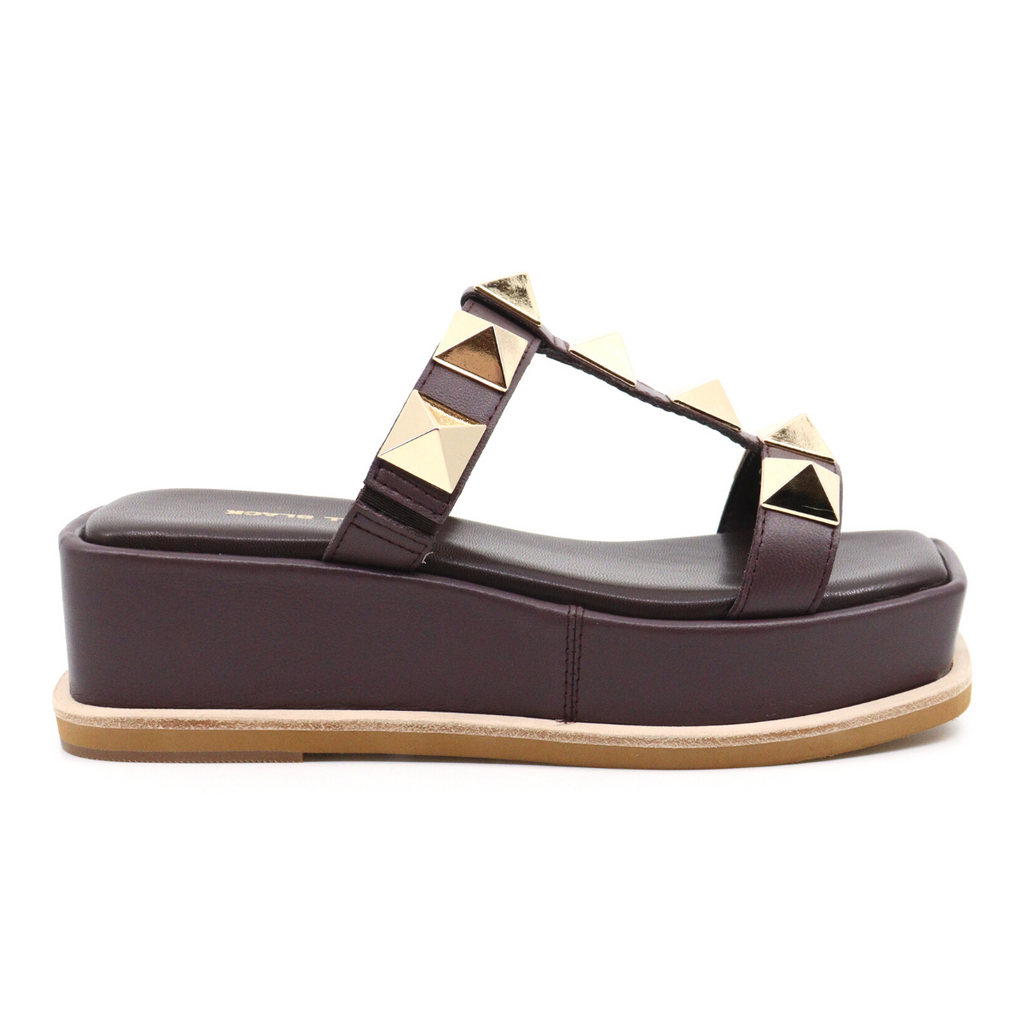 Women's pyramid t brown fashion studded sandal by ALL BLACK