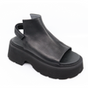 Women's chunky platform velcro sandal italian munice nero by Lofina