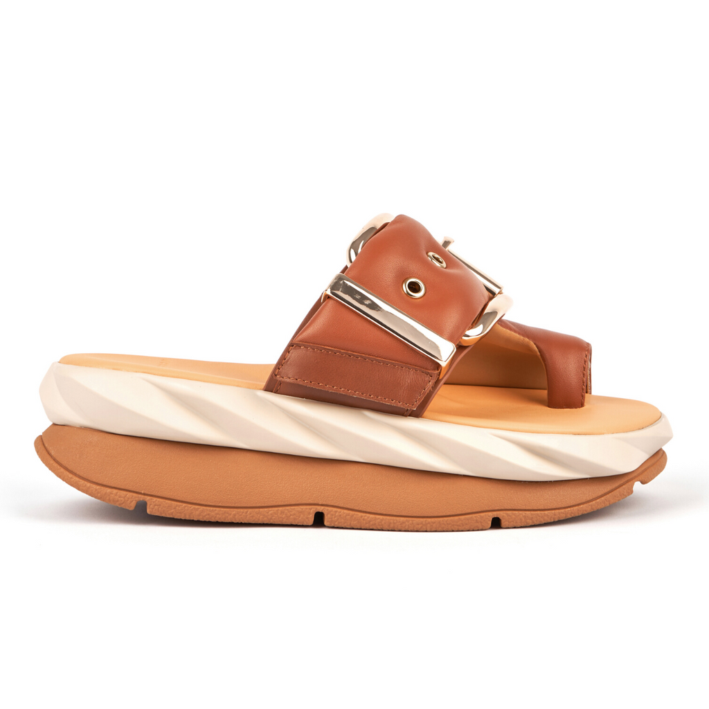 Women's mellow glow brown platform sandal by 4ccccees