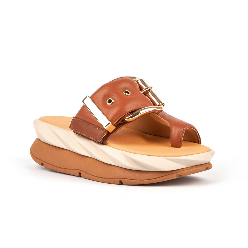 Women's mellow glow brown platform sandal by 4ccccees