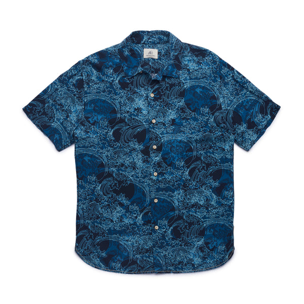 Men's billy camp blue waves shirt by Surfside supply