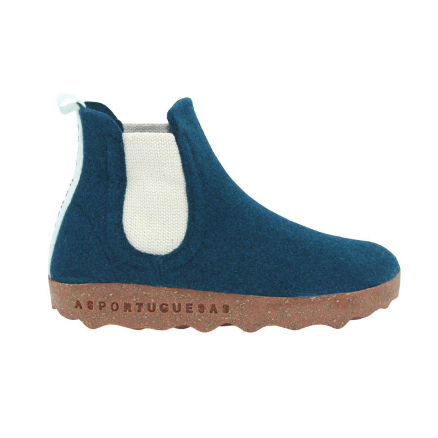 womens blue sustainable bootie