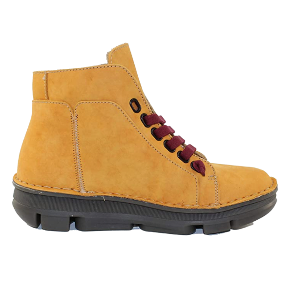 womens yellow Leather lace-up boot