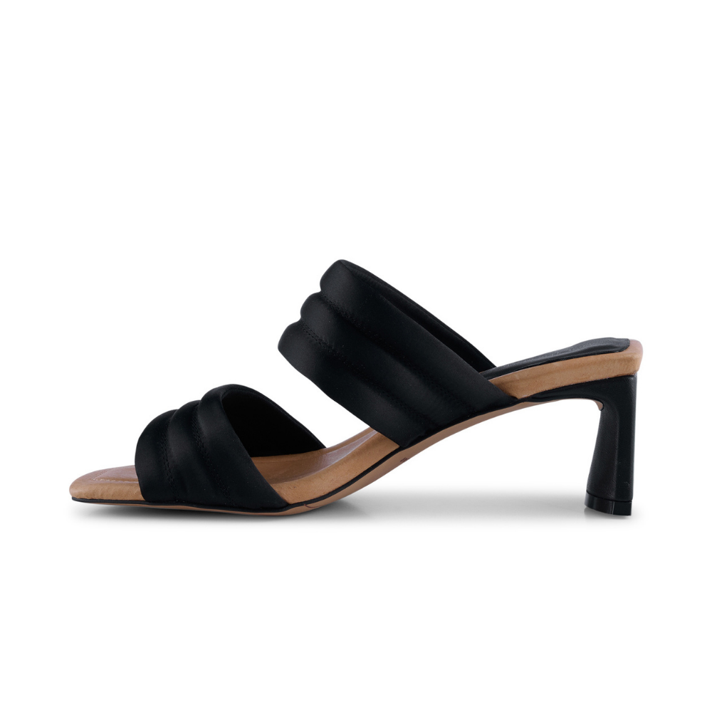 Women's dress heel sandal Shoe the Bear sylvi padded strap black satin