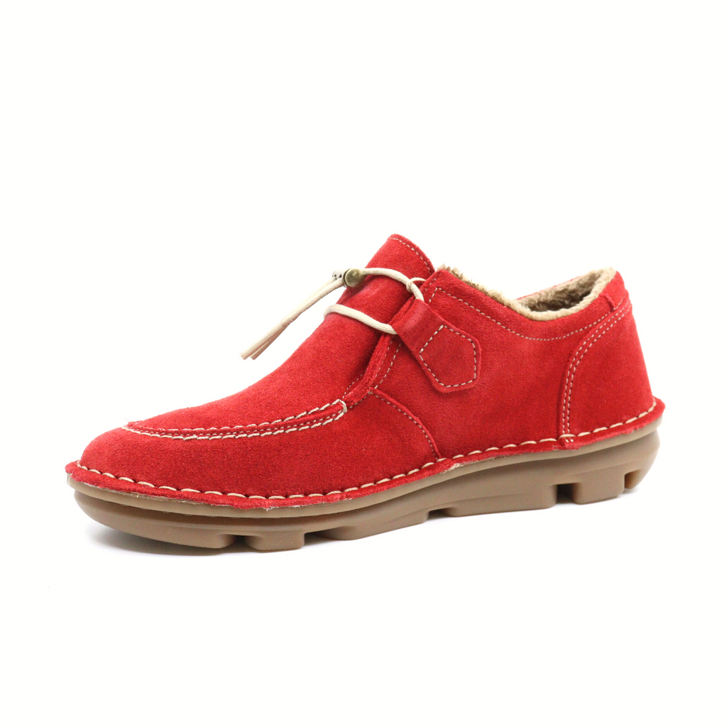 Women's Zen moccasin red faux fur lined water repellent sneaker by On Foot